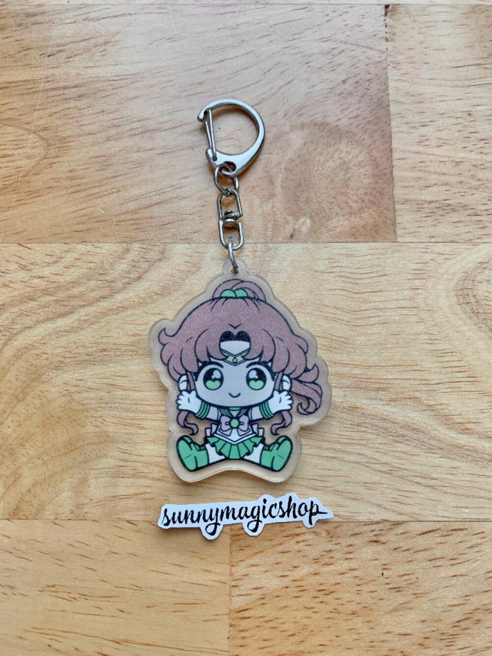 Sailor Moon Acrylic Anime Keychain Sailor Jupiter Makoto Kino Brown Hair